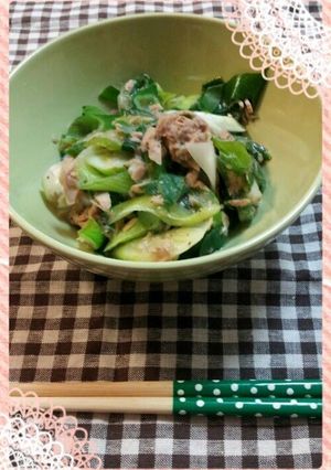 A picture of 5-Minute Japanese Leek and Canned Tuna Side Dish.