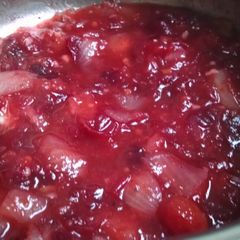 A picture of Cranberry orange chutney (for chicken).