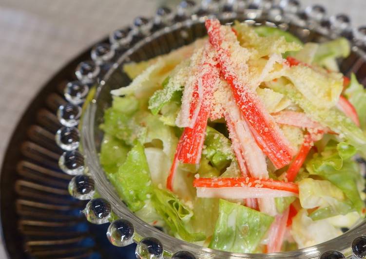 Simple Way to Prepare Any-night-of-the-week Lettuce and Imitation Crab Stick Salad