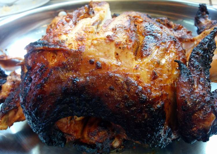 Grilled whole paprika chicken