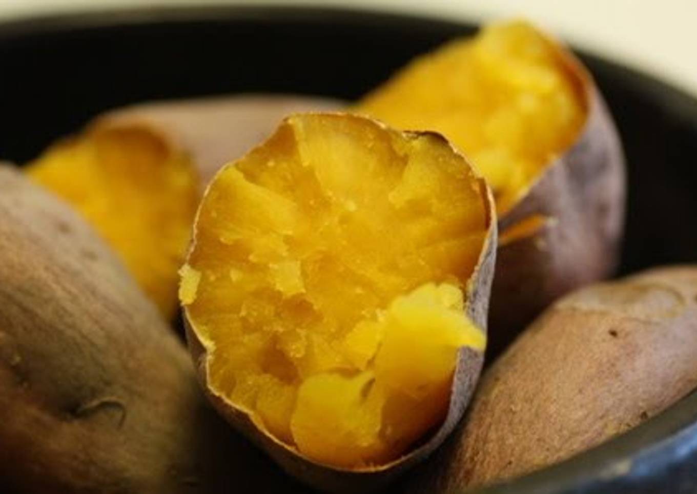 Slightly baked sweet potatoes in the microwave