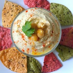 A picture of Homemade Sprouted Hummus recipe with Tahini.