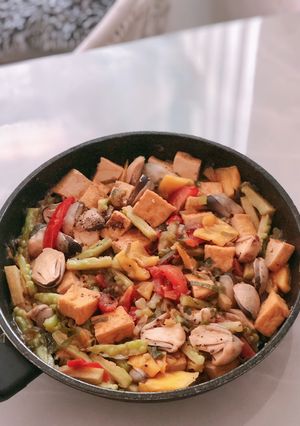 Hình của món Đậu kho thập cẩm chay.