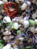 Ensalada de alubias blancas con brotes