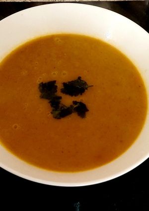 A picture of My Carrot, Coriander + Sweet Potato Soup 🥰#Lunch.