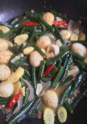 Foto resep Tumis tauco kacang panjang, telur puyuh & jagung muda