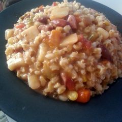 A picture of Barley Stew w/Smoked Chicken Sausage.