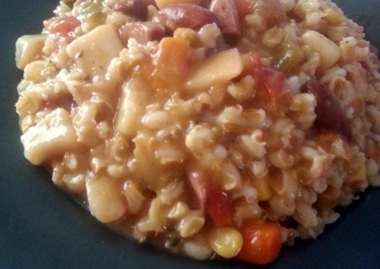 Steps to Make Any-night-of-the-week Barley Stew w/Smoked Chicken Sausage