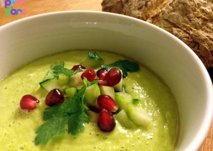 Easiest Way to Prepare Quick Chilled avocado soup with cucumber and pomegranate salsa