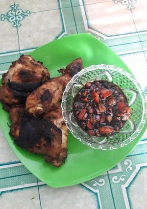 Foto resep Ayam panggang teplon + sambal kecap kacang