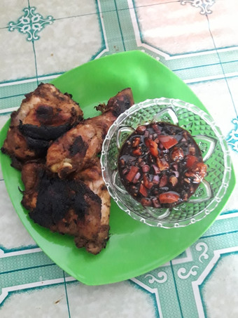 Resep Ayam panggang teplon + sambal kecap kacang Rumahan