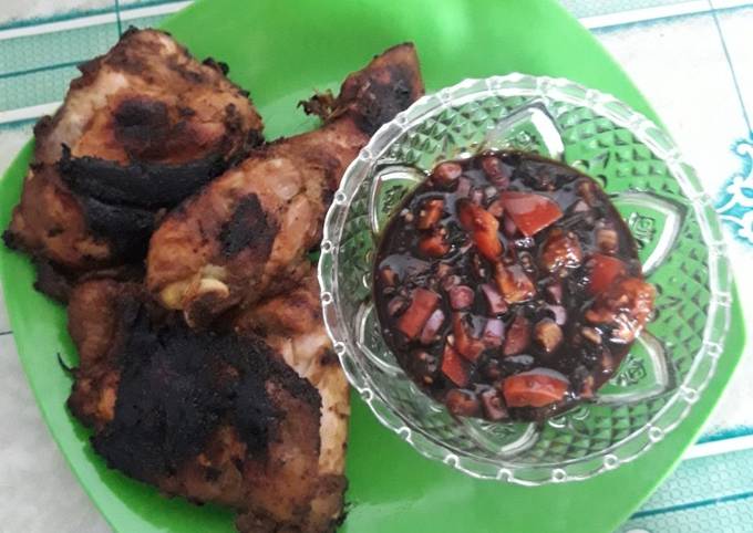 Ayam panggang teplon + sambal kecap kacang