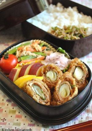 A picture of Edo-Tokyo Style Sweet Miso and Leek Pork Cutlet Bento.