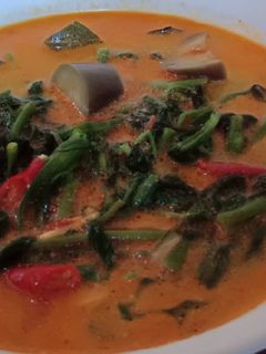 Foto resep Gulai kangkung + terong ungu