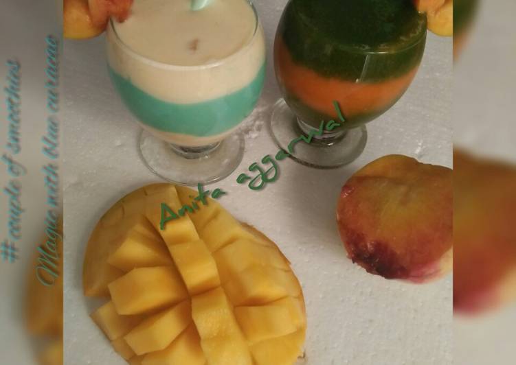 Recipe of Perfect A couple of smoothies#magic with blue curacao syrup