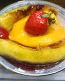 Fresas, naranja, plátano, melocotón y mascarpone