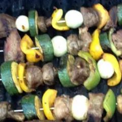 A picture of Shish kabobs.