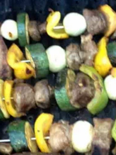 A picture of Shish kabobs.