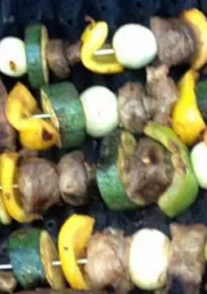 A picture of Shish kabobs.