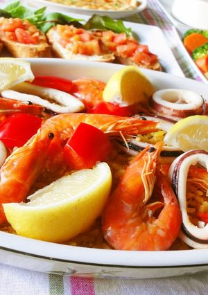 A picture of Easy Paella In a Rice Cooker.