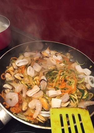 A picture of Seafood Stir Fry! No Carbs.