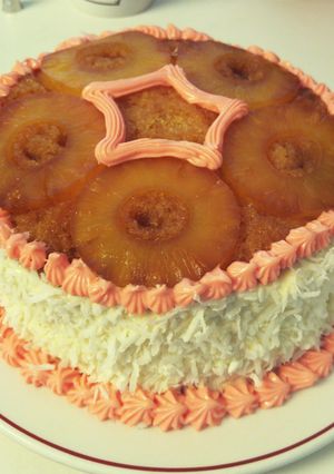 A picture of Double layer upside down pineapple cake..