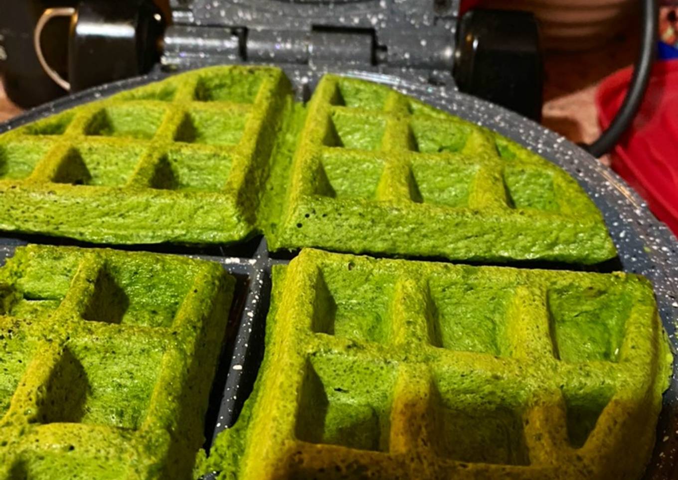 Waffle de espinaca