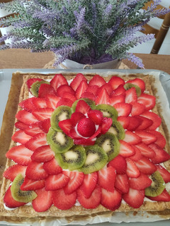 Una foto de Hojaldre de mascarpone y frutas