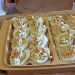 A picture of Avocado Deviled Eggs.