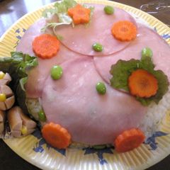 A picture of Festive Ham Sushi for Girl's Day.