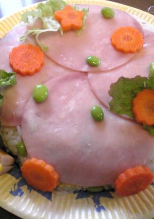 A picture of Festive Ham Sushi for Girl's Day.