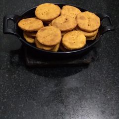 A picture of Frying Besan papdi.