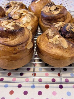 A picture of Rolled and Cut Cinnamon Rolls.