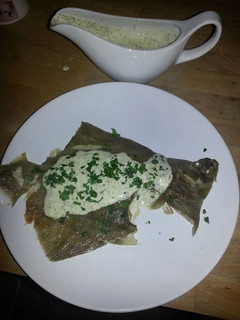 A picture of MZ-Whole plaice with lemon butter sauce.
