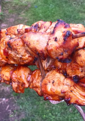 A picture of Mango Habanera chicken Kabobs.