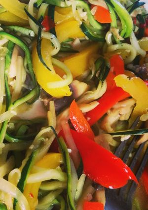 A picture of Low Fat Zucchini Noodle Stir Fry.