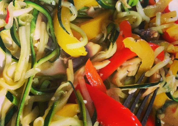 Steps to Prepare Perfect Low Fat Zucchini Noodle Stir Fry