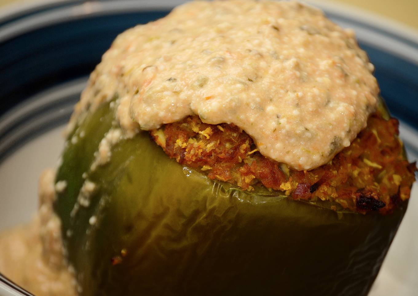 Cauliflower Stuffed Peppers w/Spicy Queso Marinara