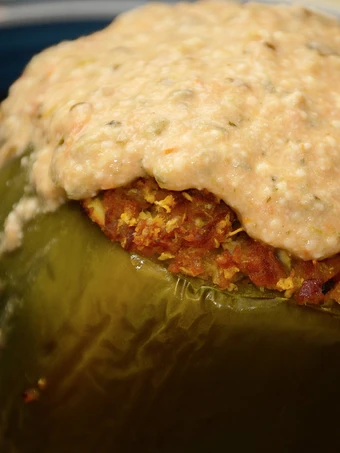 Easy Way Make Recipe Cauliflower Stuffed Peppers w/Spicy Queso Marinara that is So Delicious, So Delicious}