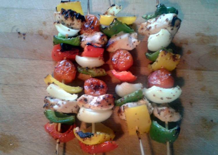 Recipe of Super Quick Homemade Honey Mustard Chicken &amp; Vegetable Kabobs