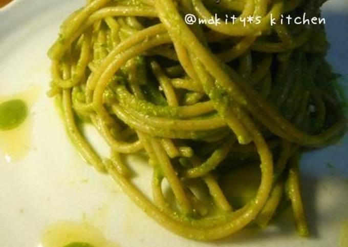Recipe of Super Quick Homemade Easy Macrobiotic Komatsuna Spaghetti Genovese