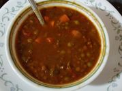 A picture of green lentil soup