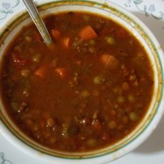 A picture of Italian Sausage lentil soup.