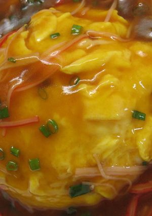 A picture of Easy 'Tenshin-don' Egg Foo Young Rice Bowl.