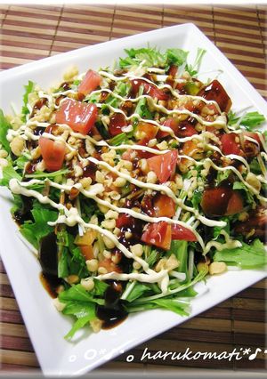 A picture of Okonomiyaki-Style Mizuna Salad.