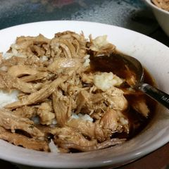 A picture of Teryaki chicken dinner.
