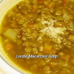 A picture of Macaroni and Lentil Soup.