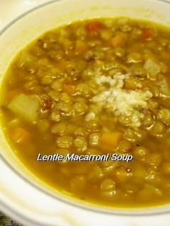 A picture of Macaroni and Lentil Soup.
