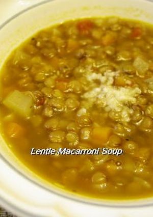 A picture of Macaroni and Lentil Soup.