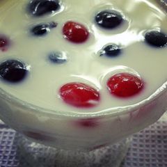 A picture of Jake's Yogurt n fruit dessert (4th of july spl).